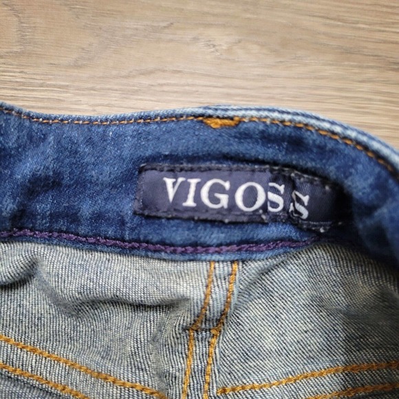 Vigoss Jeans Womens 24 Blue Stevie Crop Straight Distressed Thick Stitch 24x26 - Picture 6 of 11